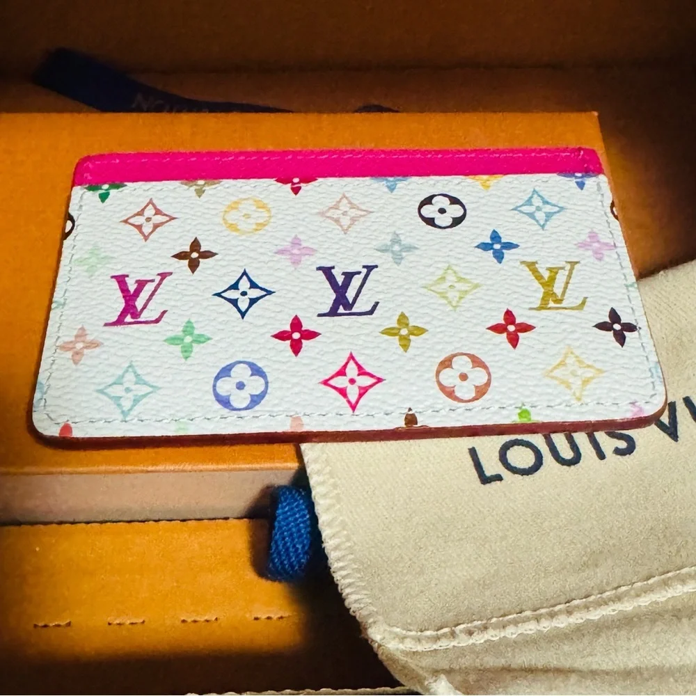 Louis Vuitton Murakami multicolor White and Pink Card Holder New in box